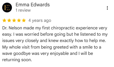 Online review from a satisfied chiropractic patient