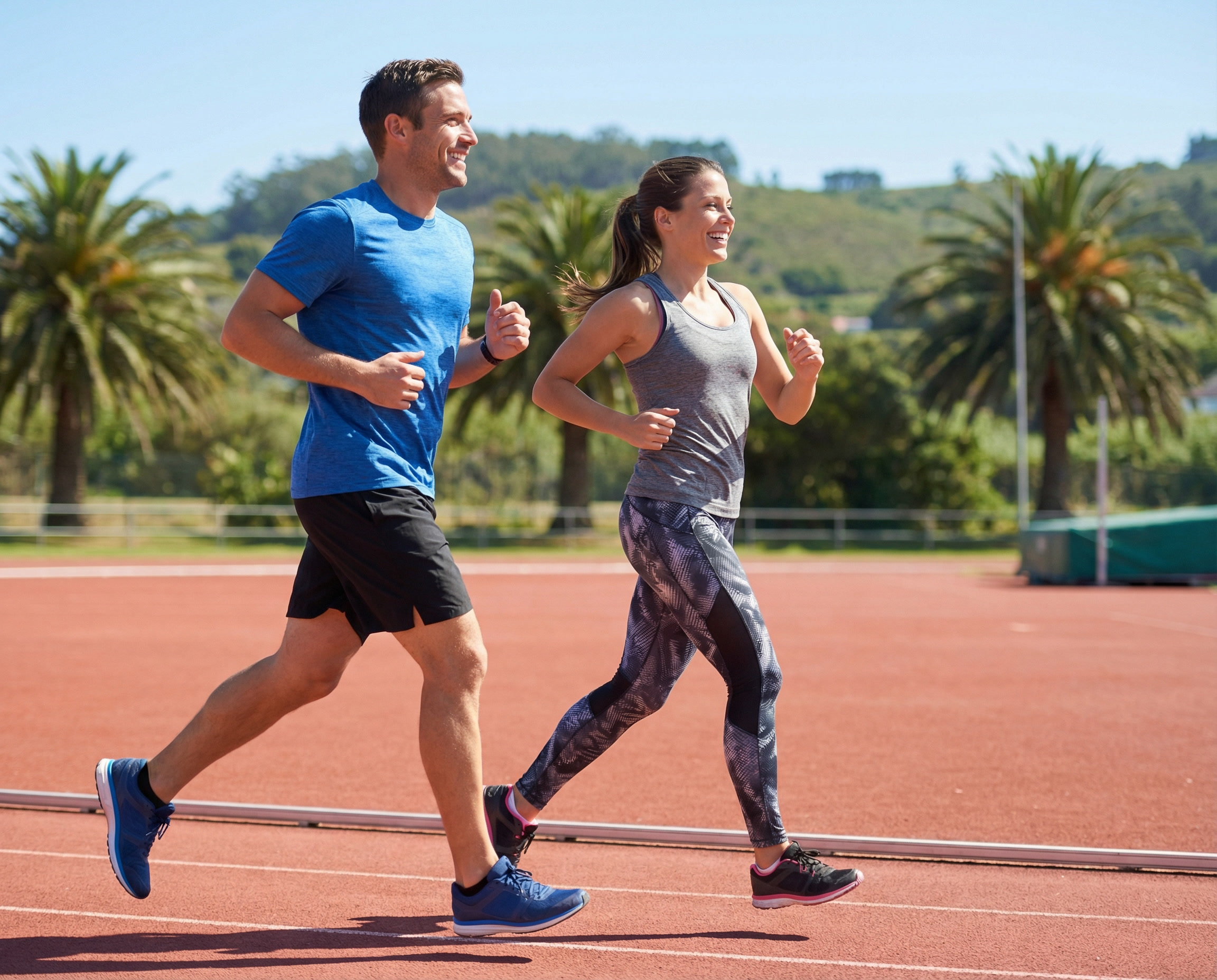 Man and woman Running image for Craig Healthy couple running together, symbolizing pain relief and restored movement through chiropractic care